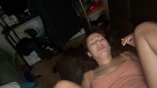 Sexy Latina milf fingered and licked til she squirts a puddle - 2 image