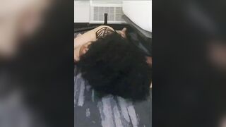 Gross Slut Licks Her Squirt From Carpet, Fucks Ironing Board, Spits Up On Tits and Pussy - 14 image