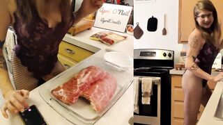 Lonely Girl Makes Ribs for Daddy and Gets Fucked - SOUNDING SQUIRT AT END - 2 image