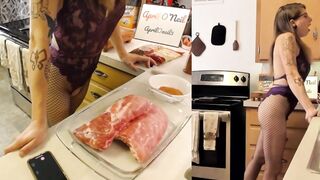 Lonely Girl Makes Ribs for Daddy and Gets Fucked - SOUNDING SQUIRT AT END - 3 image