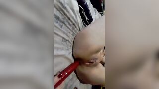 BDSM. double penetration with huge plugs and dildos - 10 image