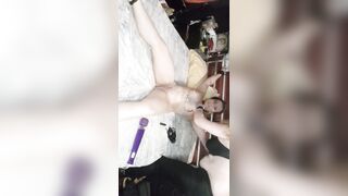 BDSM. double penetration with huge plugs and dildos - 3 image