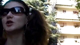 Teen brunette masturbates in the garden - 3 image