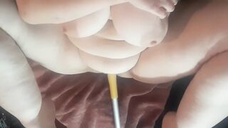 Freshly shaved and using duster handle in my wet pussy naked! Again... - 9 image