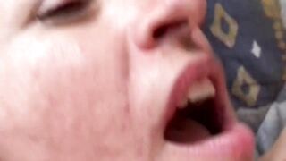 Redhead plays with toys and friend's big cock