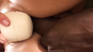 Squirting waterfall by BBC dildo drilling - 9 image