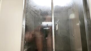 Deep Strokes during Morning Shower With His Big Cock - 3 image
