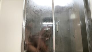 Deep Strokes during Morning Shower With His Big Cock - 6 image