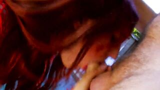Hotty in red fishnet takes doggy at pool and swallows - 2 image