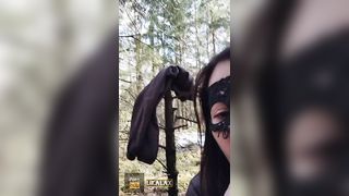 Pissed herself Fucking her Hole in the Woods next to Passing Cars - 15 image