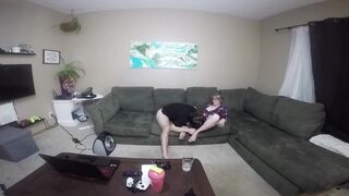 Blonde bombshell country girl makes love on the couch - 4 image