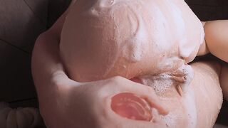 Blonde Washes Her ASS in the shower and CUMS - 15 image
