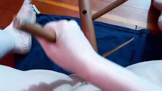 Broken chair leg #13- Masterbating on my period, up close and legs view