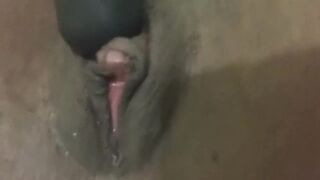 Ebony Teases Her Big Clit With a Vibrator - 9 image