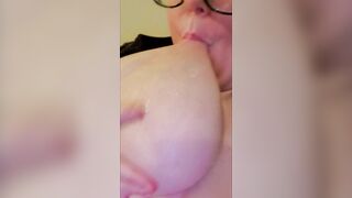 Bbw milf SELF SUCK sweet MILK and playing with my milky TITS