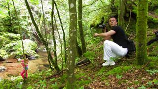 4K squirting anal MILF - fishnet outdoors whore slut fuck - 1 image