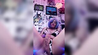 Sexy girl dressed as Rem cow masturbates to squirting orgasm - 11 image