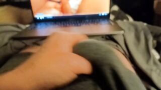 Daddy rubs his big cock watching vid of himself & Cumslut Princess. Wait for the good girl squirt! - 14 image
