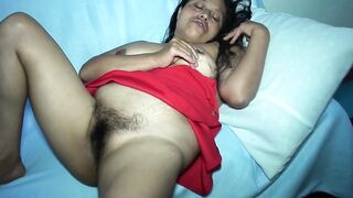 Here in a sexy red dress and no underwear, I masturbate until I finish squirting. - 14 image