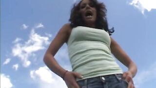 Cute brunette with big melons shows her dorsal spine mobility before taking hard dick in her ass - 2 image