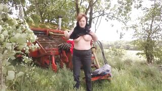 getting naked outside in public and masturbating with 2 dildo's - 2 image