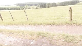 getting naked outside in public and masturbating with 2 dildo's - 4 image