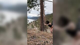 Homemade outdoor sex on public hiking trail with squirting and creampie - 7 image