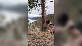 Homemade outdoor sex on public hiking trail with squirting and creampie - 8 image