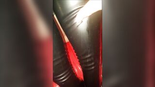 Tied up in latex and fucked by a dildo until I squirt - 3 image