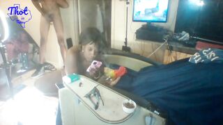 Thot in Texas - Hood Gangsta Bitch Smokes and Squirts After Being Gangbanged By Two Dicks. - 8 image