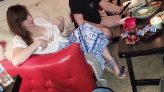 Bull's POV of husband Fluffing and POV closeup of Fucking a Mature Pussy