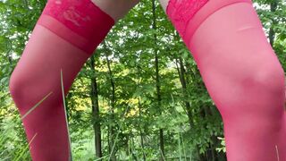 Sexy Girl Pissing and Squirting Outdoor in the Woods, Golden Shower, BIG ASS, Big Tits,Hairy Pussy - 11 image