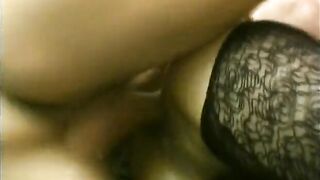 One lucky guy gets to fuck two squirting bisexual brunettes in black lingerie - 4 image