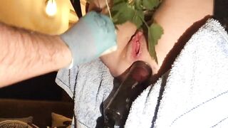 Destroying stretched subs beautiful holes with fisting, pee hole fucking, nettle torture and pumping - 5 image