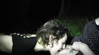 lesbians have fun outdoor in night - 5 image