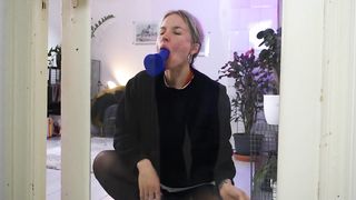 Double the Fun with new Dildo! Girlfriend Gets Spit Roasted and Squirts - 2 image