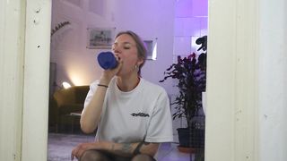 Double the Fun with new Dildo! Girlfriend Gets Spit Roasted and Squirts - 3 image