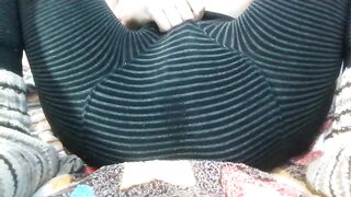 White girl in warm winter pants masturbating online with her Indian boyfriend. - 11 image