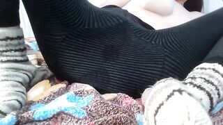 White girl in warm winter pants masturbating online with her Indian boyfriend. - 13 image