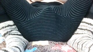 White girl in warm winter pants masturbating online with her Indian boyfriend. - 5 image