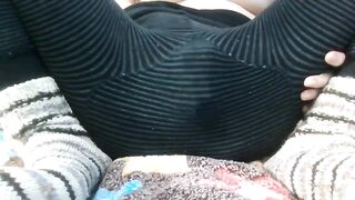 White girl in warm winter pants masturbating online with her Indian boyfriend. - 6 image