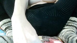 White girl in warm winter pants masturbating online with her Indian boyfriend. - 9 image