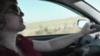 Squirt. Squirting. MILF sexy mommy Frina drives car with vibrator in pussy. Random travel companion blogger watches orgasm and squirt and filming on camera. Wet pussy - 3 image