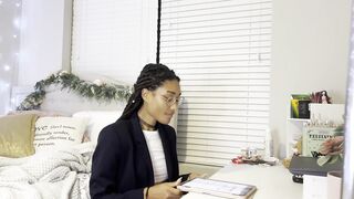 Lightskinned Ebony Teen Schoolgirl Squirts On Your Dick During Study Break - 2 image