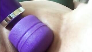 Masturbating with a vibrator big juicy pussy and moaning loudly - 4 image