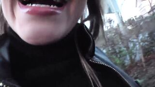 German Teen is approached on the street to receive $ in exchange for amateur sex video masturbating with a Large Dildo - 3 image