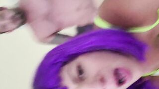 purple hair hottie gets fucked hard, uses toys and gets big facial!! - 10 image