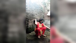 Shower scene of Bangladeshi village girl akhi looking beautiful with sexy dress. Teen hot girl is bathing in the bathroo - 2 image