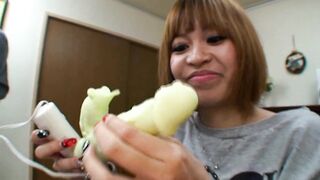 Japanese milf called the owner of the Sex Shop to show her the dildos he has for sale and ends up experimenting with him - 3 image