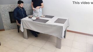 Waitress with creamy pussy gets an internal cumshot under the restaurant table - 7 image
